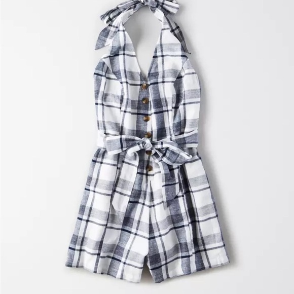 Aerie Plaid Halter Romper size small - Picture 2 of 8